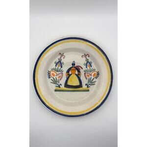 Rare Set 3 Henriot Quimper Faience Plates– Hand Painted Breton Figures France 7"